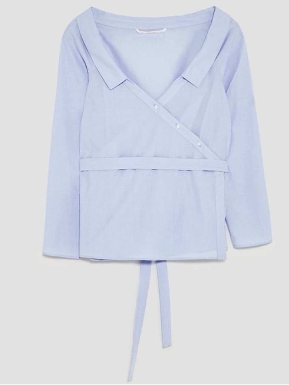 Zara Light Blue Wrap-Front Women's Top
